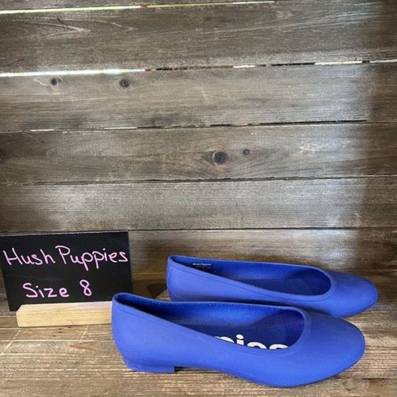 Womens Hush Puppies Blue Rubber‎ Slip On Ballet Flats Shoes Size 8 M GUC - Picture 1 of 6